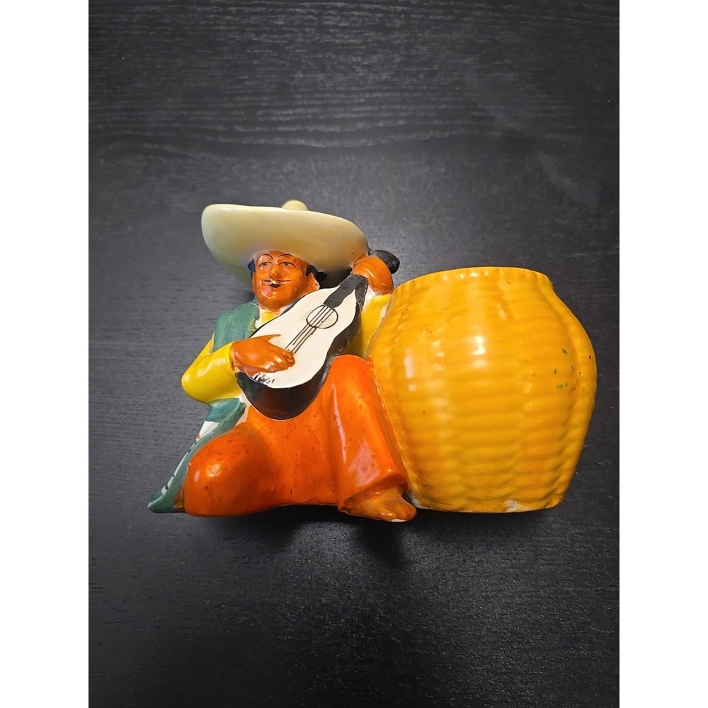 VTG MEXICAN MAN GUITAR SOMBRERO SIESTA SUCCULENT CACTUS PLANTER JAPAN 4"x5"
